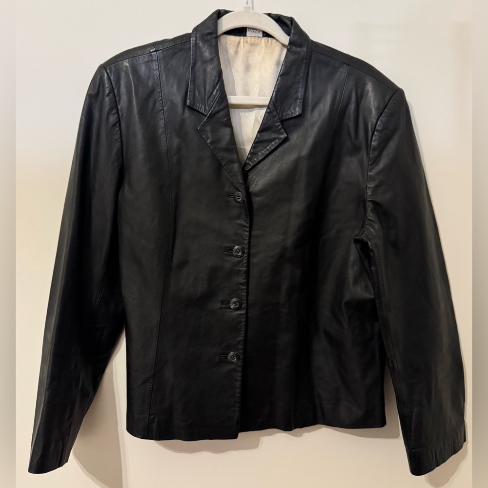 Vintage Women’s Classic Black Leather Jacket Unbranded Size M